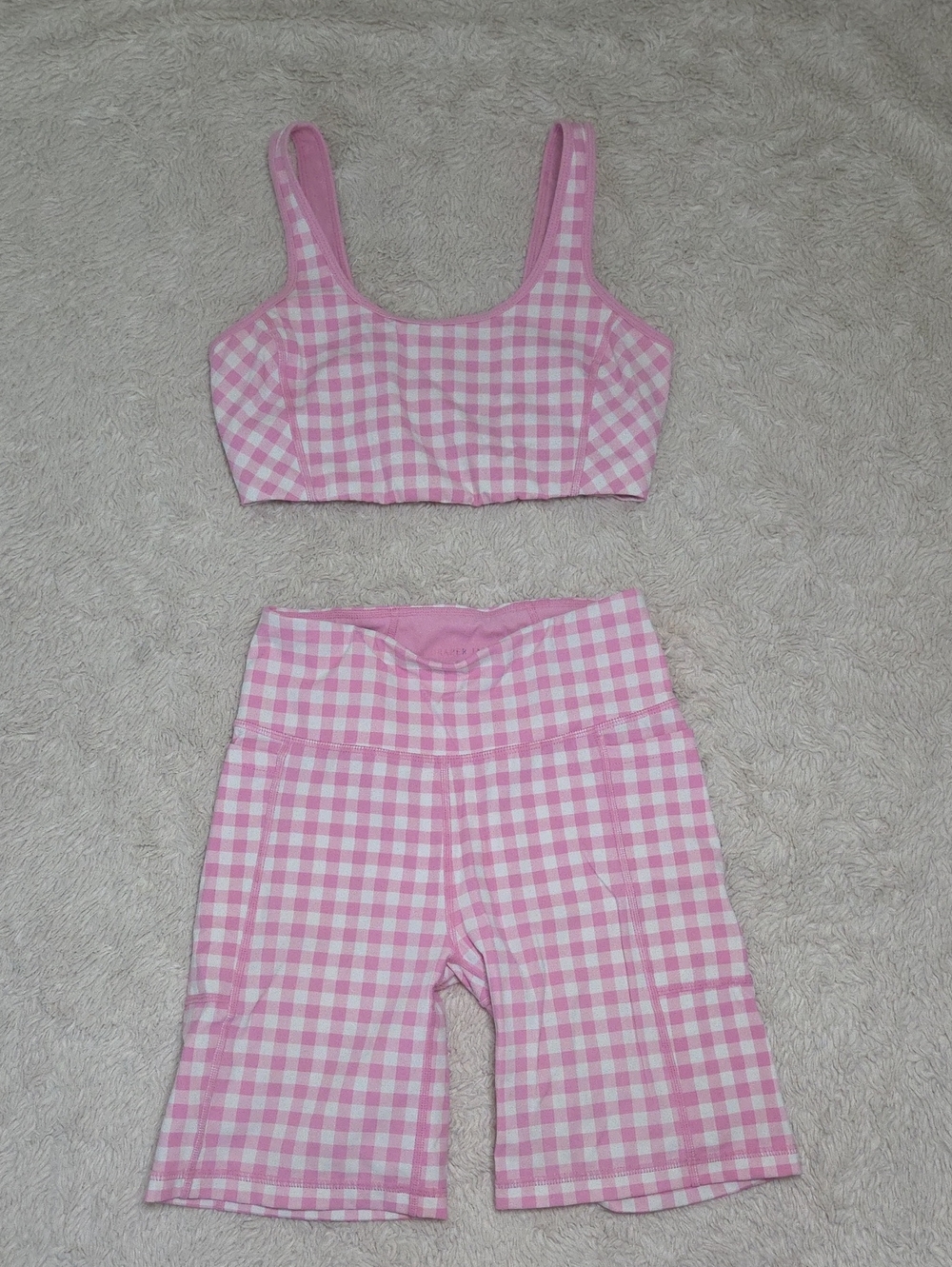Women's Draper James Pink Plaid Workout Set Sz XS - Picture 2 of 8